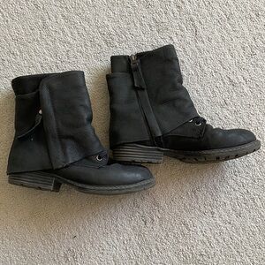 Report Black Fold-Over Combat Boots